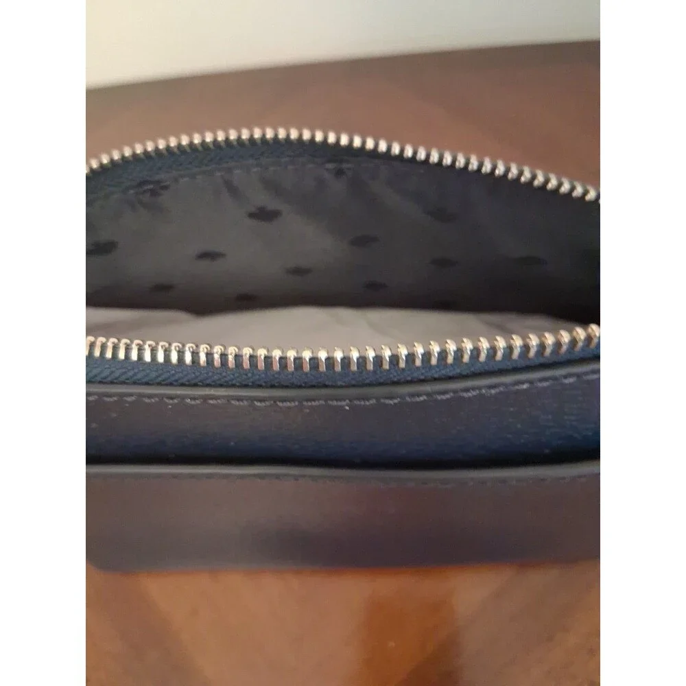 Kate Spade Leigh Navy Blue Pebbled Leather Crossbody Bag Silver Hardware